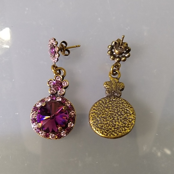 Amethyst Swarovski Crystal Drop Earrings - Picture 2 of 3